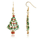 Women Rhinestone Christmas Tree Pendant Hook Earrings Party Jewelry Gift Fashion