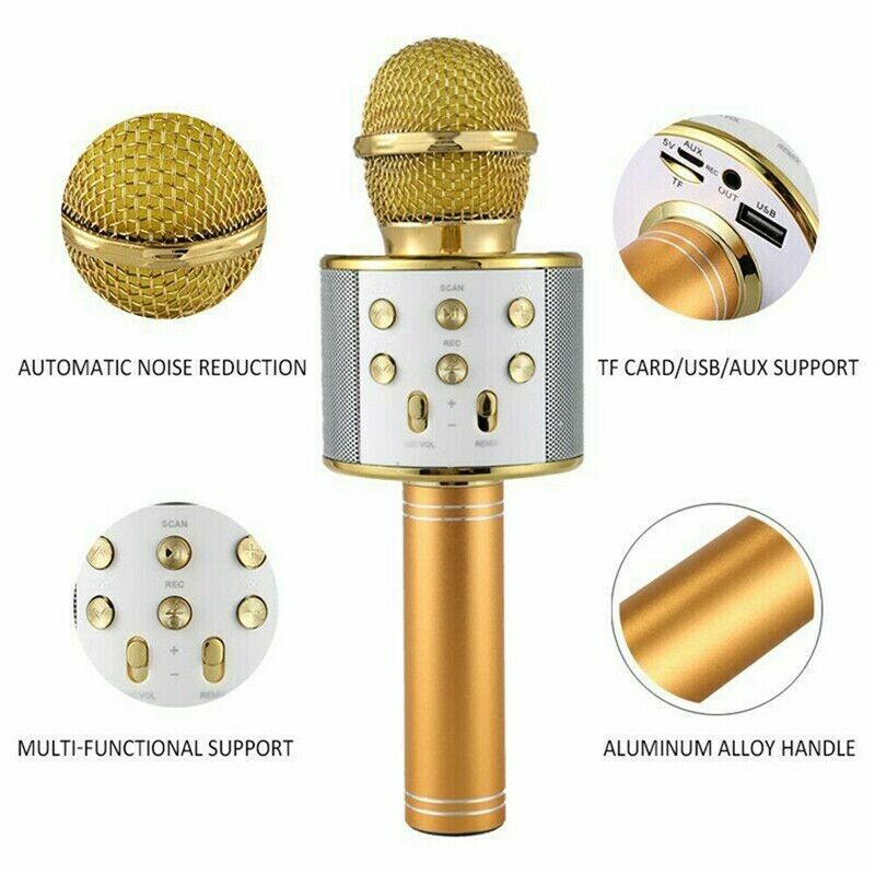 Handheld Bluetooth Wireless Karaoke microphone Phone Player MIC Speaker Rec