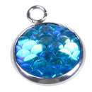 5Pcs 12mm stainless steel mermaid fish scale charms round pendants for DIY FT