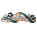 Woman Girl Green Flower Rhinestone Barrette Hair Clip Hairpin I1T3