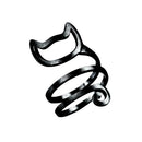 Lovely Cat Ring Adjustable Winding Finger Ring Women Jewelry Gifts (Black) A
