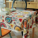 Bohemian Style Rectangle Tablecloth Linen Lace Table Cloth for Dinner Parti
