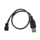 Black usb 2.0A male to 4-pin connector adapter cable for 5v computer pc fan XP