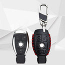 Real Leather Auto Key Case Chain for Mercedes Benz Car 3Buttons Red thread