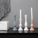 Candlestick Pillar Candle Stand Tealight Holder for Dinner Party-Gray-L
