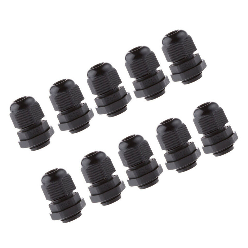 10X 4-8mm Durable PG9 Black IP68 Waterproof Cable Gland Adaptor Connector