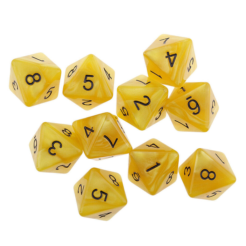 10pcs 8 Sided Dice D8 Polyhedral Dice for  RPG Yellow