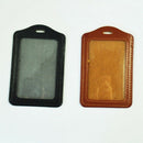 2 Pcs Faux Leather Business ID Badge Card Vertical Holders Black Brown