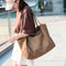 Solid Color Shoulder Handbags Canvas Women Large Top-handle Bags (Coffee)