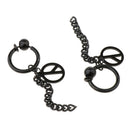 Stylish Peace Sign Tassel Pendant Stainless Steel Hinged Hoop Dangle Earrings -