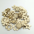50x Wooden Flower Shape Decor Craft Scrapbooking MDF Wood Gift Embellishment