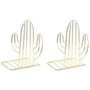 2PCS/Pair Creative Cactus Shaped Metal Bookends Book Support Stand Desk Org F6M1