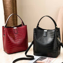 Retro Alligator Bucket Bags Women Crocodile Pattern Handbag Capacity Casual F9H3
