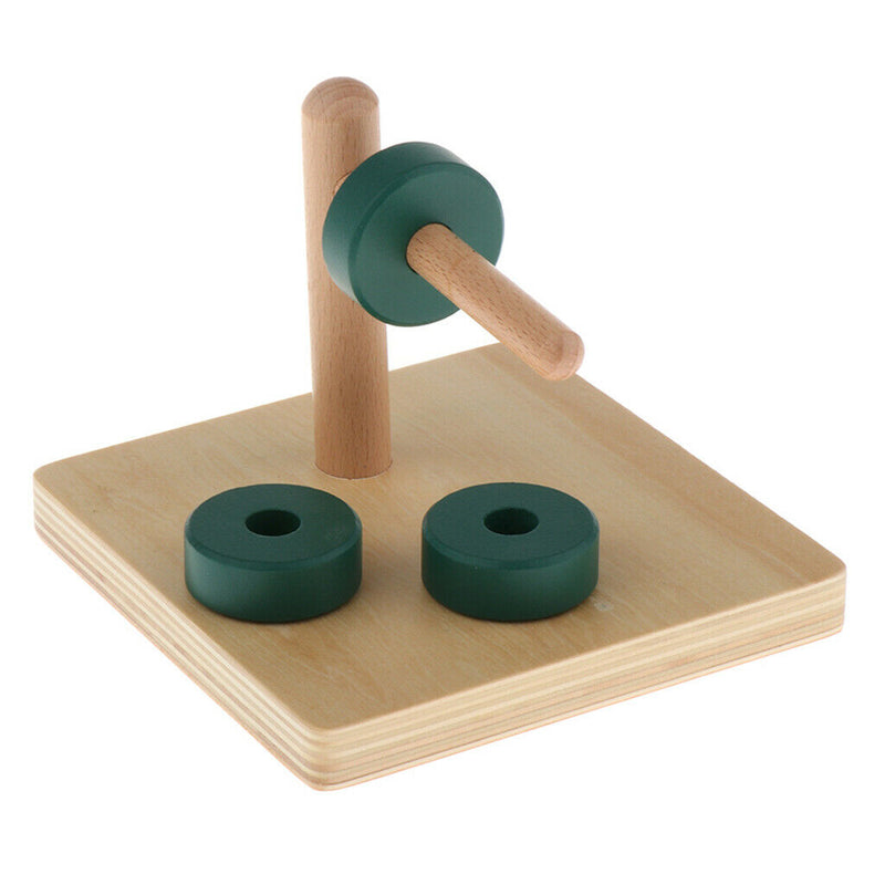 Wooden Montessori Discs on Horizontal Dowel - Geometry Toys For Kids - Train