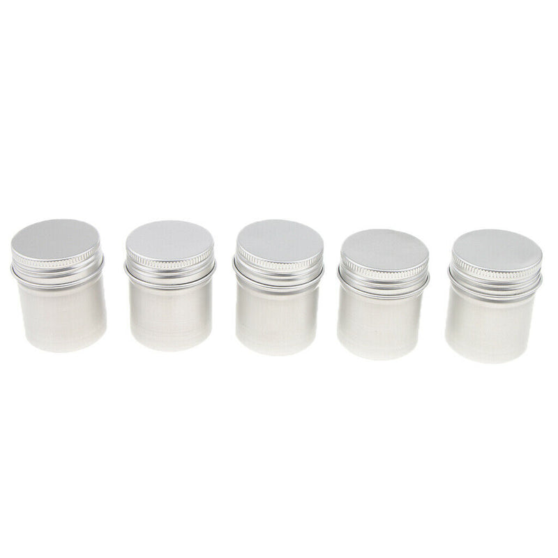 5 Pack 50ml Aluminum Metal Tins Containers with Screw Lid - Great for Spices,