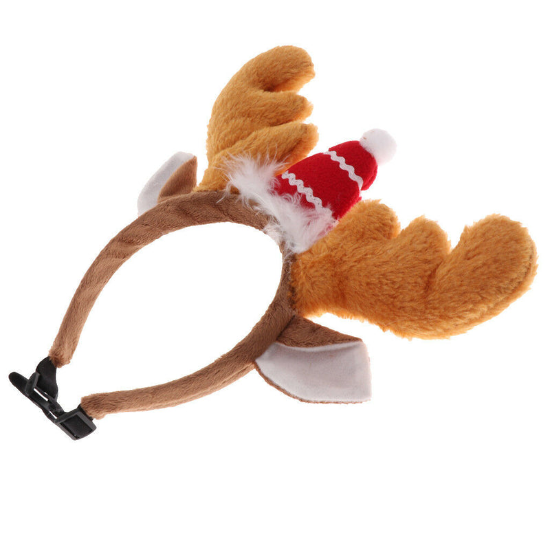 Pet Headband for Dog Christmas Reindeer Antlers with Santa Cap Head Hoop
