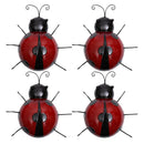 4Pcs Mini Metal Ladybug Fence Hanger for Wall Hanging Outdoor Garden Decor,