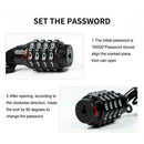 1*Motorcycle Helmet Lock Cable Black Tough Combination Anti-theft Password R6T0