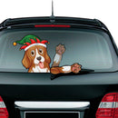 Elf Hat Beagle Dog Car Rear Windshield Wiper Stickers Decals Auto Styling A