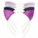4 Pieces Glitter Cat Ear Headbands Kitty Headbands Cat Ear Hair Hoops for D X4I7