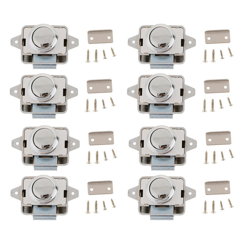 8pcs Push Button Drawer Catch Lock Latch for Boat Cabinet Door Sliver New