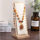 Set of 2, White Necklace Display Stand Pendant Holder Rack Leather Surface