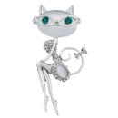 Fancy Opal Rhinestone Crystal Little Cat Brooch Pin Animal Cute Sexy JewelryBX