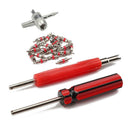 20pcs Tire Schrader Valve Core with Dual Single Head Remover+4-Way Valve Tool