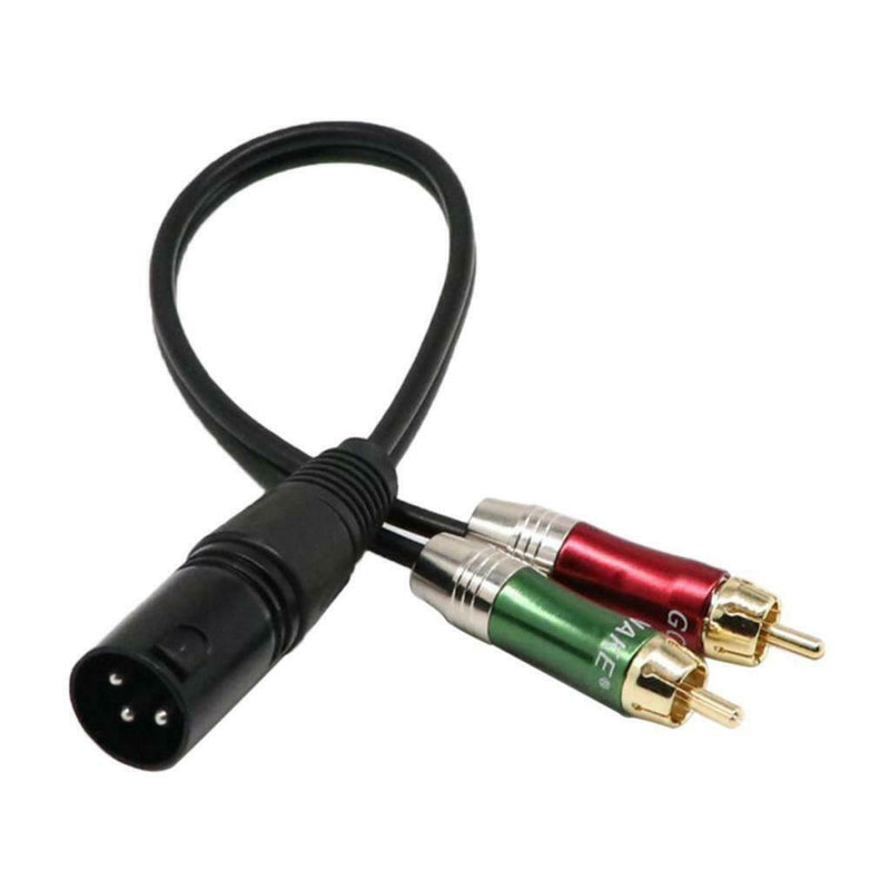 Black PVC Car Audio Link Cable Cord XLR Male to RCA Male 30cm/11.81inch Length