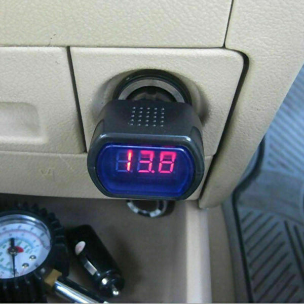 Car LED Digital Voltmeter Battery Tester Voltage Meter Thermometer Gauge 12V-24V