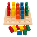 Wooden Shape Sorting Sequence Ladder - 5 Different Colors & Shapes & Height