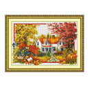 Autumn Landscape Pattern Stamped Cross Stitch Kit 11 Count Embroidry Cloth