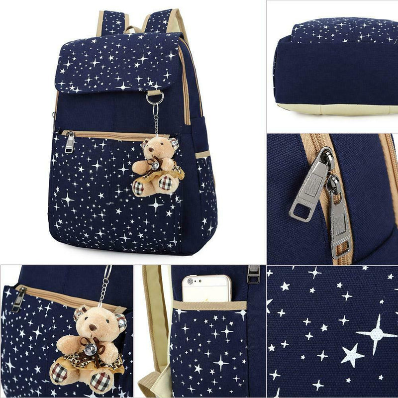 Girl Canvas Shoulder School Bag Backpack Travel Satchel Rucksack Handbag
