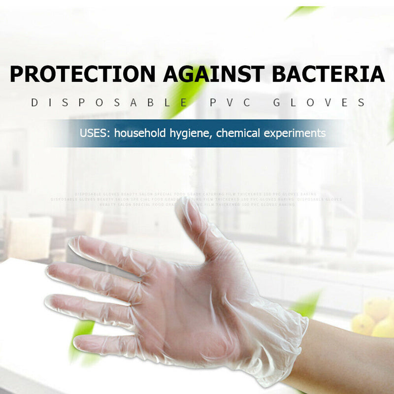 100pcs Disposable Gloves PVC Cleaning Food Household Hygiene Gloves (L)
