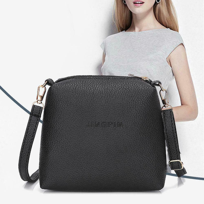 Portable Casual Women Leather Mini Sling Pure Messenger Bags (Black)