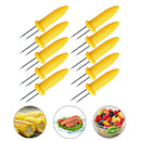 10pcs/set Stainless Steel Corn Holder Skewers BBQ Grill Prongs Fruit Forks