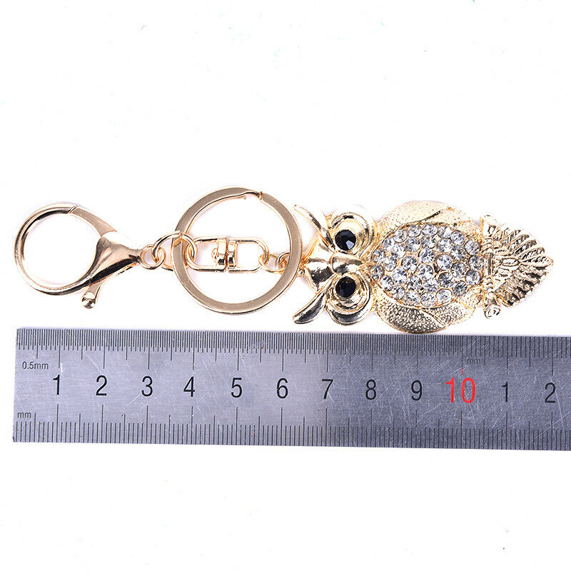 Cute Owl Tassel Key Ring Car Bag Mini Charm Keychain Crystal Animal Women Gi Bj