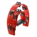 Hand Held Tambourine Double Row Metal Jingles Percussion Red F8P5