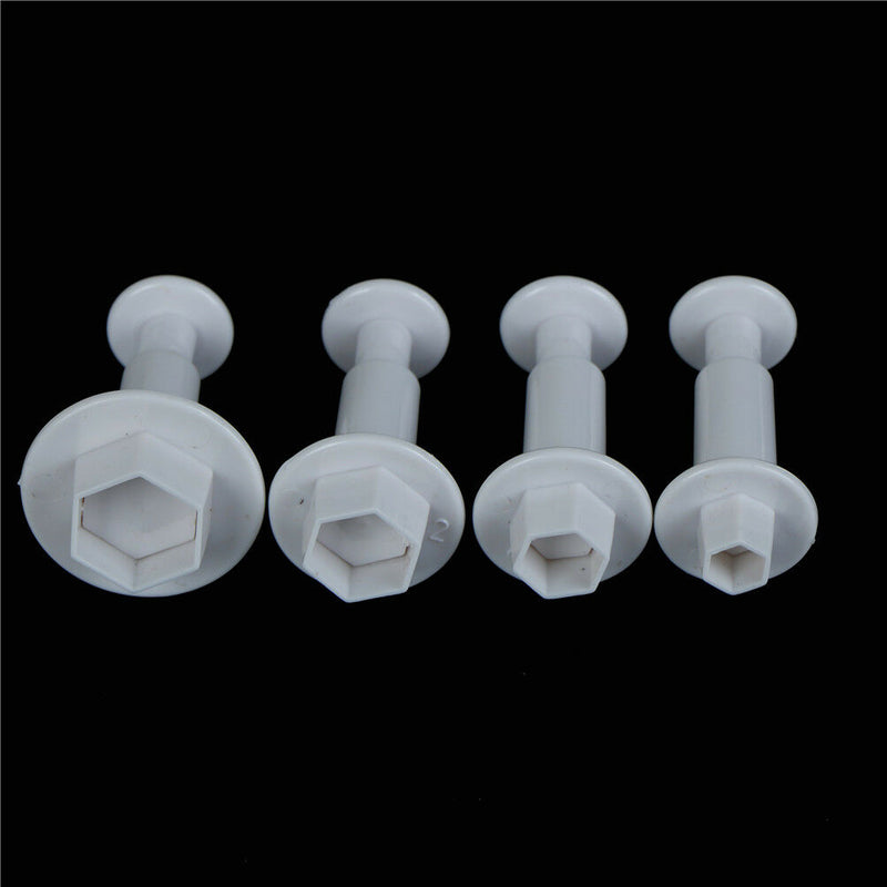 4pcs Hexagon Plastic Cookie Cutter Fondant Cutter Mold Cake Decorating Tool  Z