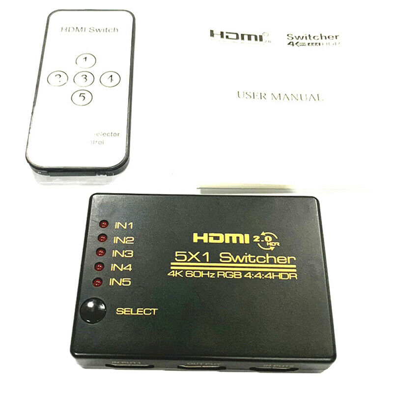5Port 1080P Video HDMI Switch Switcher Splitter for HDTV DVD TV BOX+ IR Remo%!