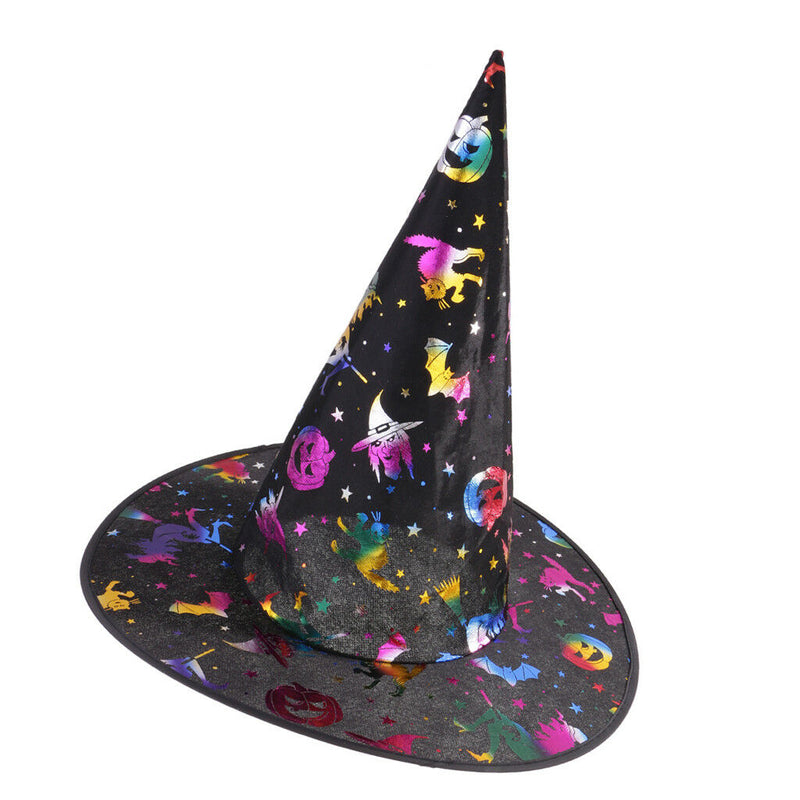 Satin Fabric Halloween Wizard Hat Witch Costume Hat for Boys & Girls