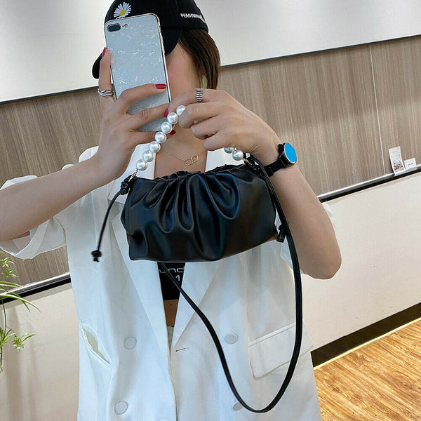 Women Irregular Handbag Alligator PU Chain Crossbody Underarm Bags (Black) A#S