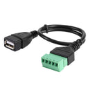 USB 2.0 Type A Female to 5P Screw w/30cm Shield Terminal Plug Adapter Cable