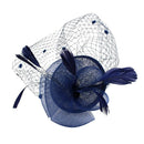 Ascot Races Feather Hair Cords Fascinator Clip   Side Fancy Hat Blue