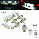 13Pcs LED Interior Package Kit For Glove Box Map Dome License Plate Lights White