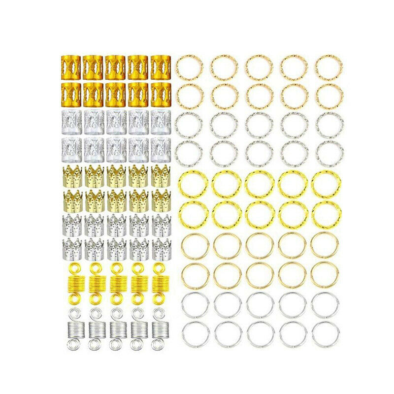 100Pcs Hair Coil Dreadlocks Beads Cuffs Braiding Clips Spring Twisted Braid U3W4