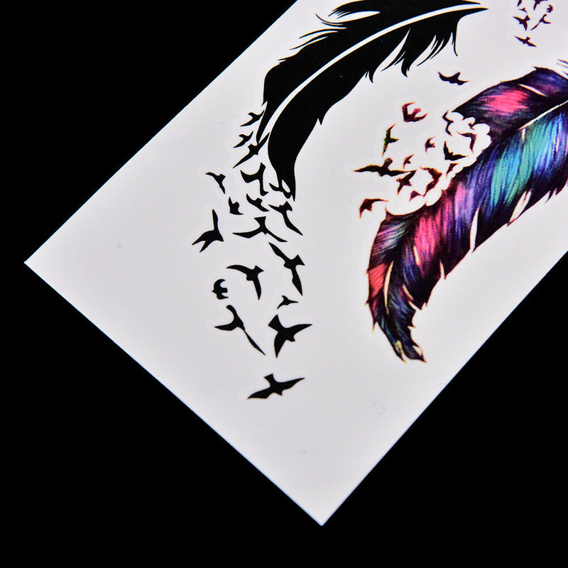 Large Feather Pattern Removable Waterproof Temporary Tattoo Body Art Stickers Kw