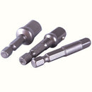 3Pcs Socket Adapter Set Hex Shank to 1/4 3/8 1/2 Inch Impact Driver Drill Bits