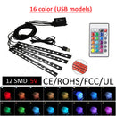 1PC 5050 RGB LED Strip Lights 48 SMD 5V Car Interior Atmosphere Music+Controller