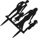 Wedding Anniversary Cake Topper couple with 2 Girls (Black) G7O9